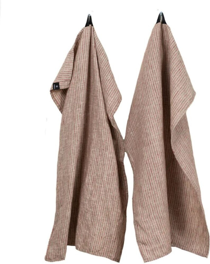 Linus kjøkkenhåndkle 50 2-pakn. True red-natural