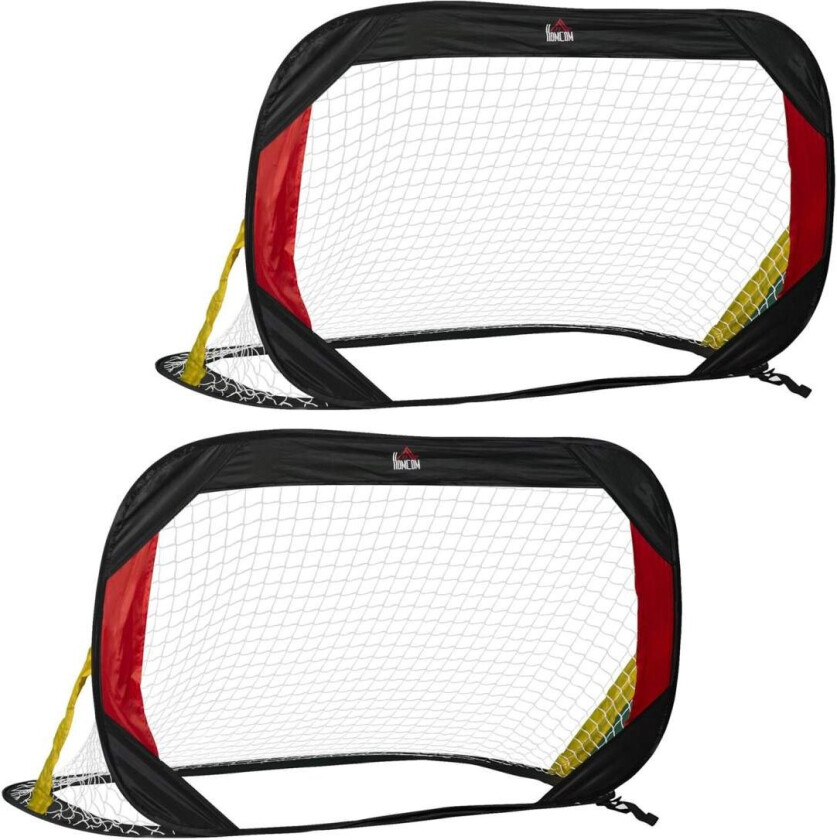 HOMCOM Fotballmål Sett med 2 Fotballnett Minimål Sammenleggbare for hagen eller parken for barn og voksne Stål Polyester Svart 186 x 90 x 89 cm