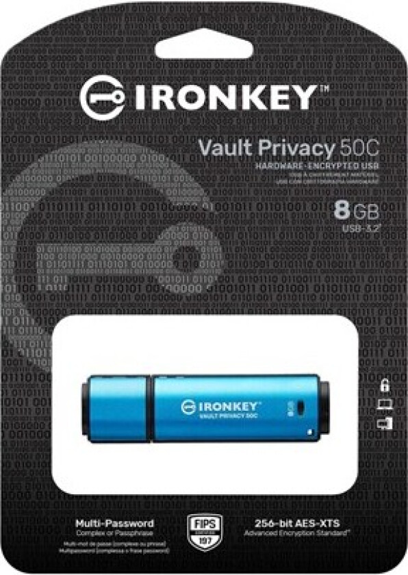 IronKey Vault Privacy 50C - USB flash drive - 8 GB - 8GB - Minnepenn