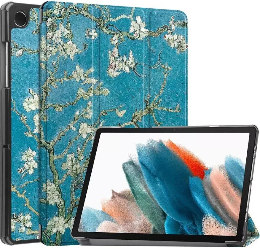 Samsung Galaxy Tab A9 Tri-Fold Deksel i Kunstskinn med Sleep-Funksjon - Blomstergrener
