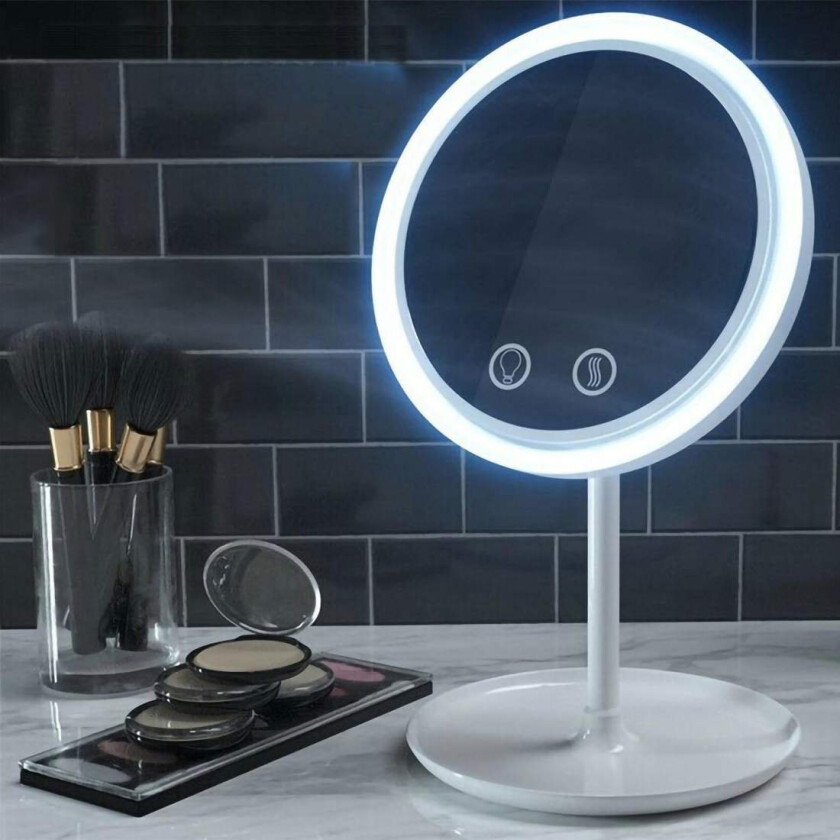 Sminkespeil med LED-belysning og vifte