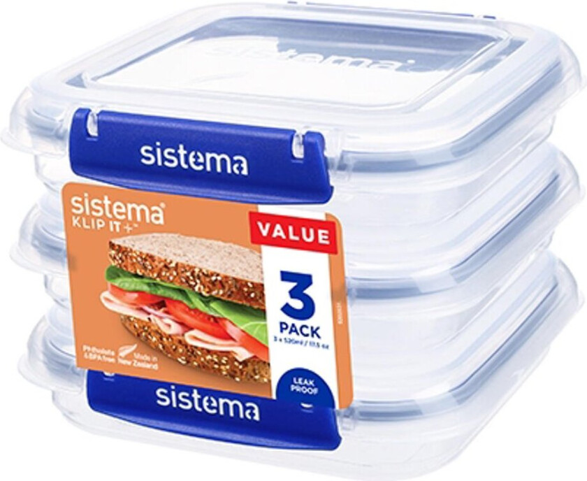 Square Klip It Plus 3Pack 520ml