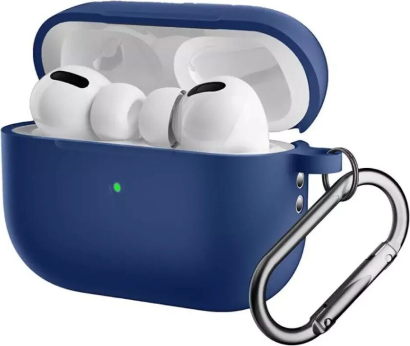 Apple Airpods Pro 2nd Gen (2022) Silikondeksel med Karabinkrok - Mørke blå
