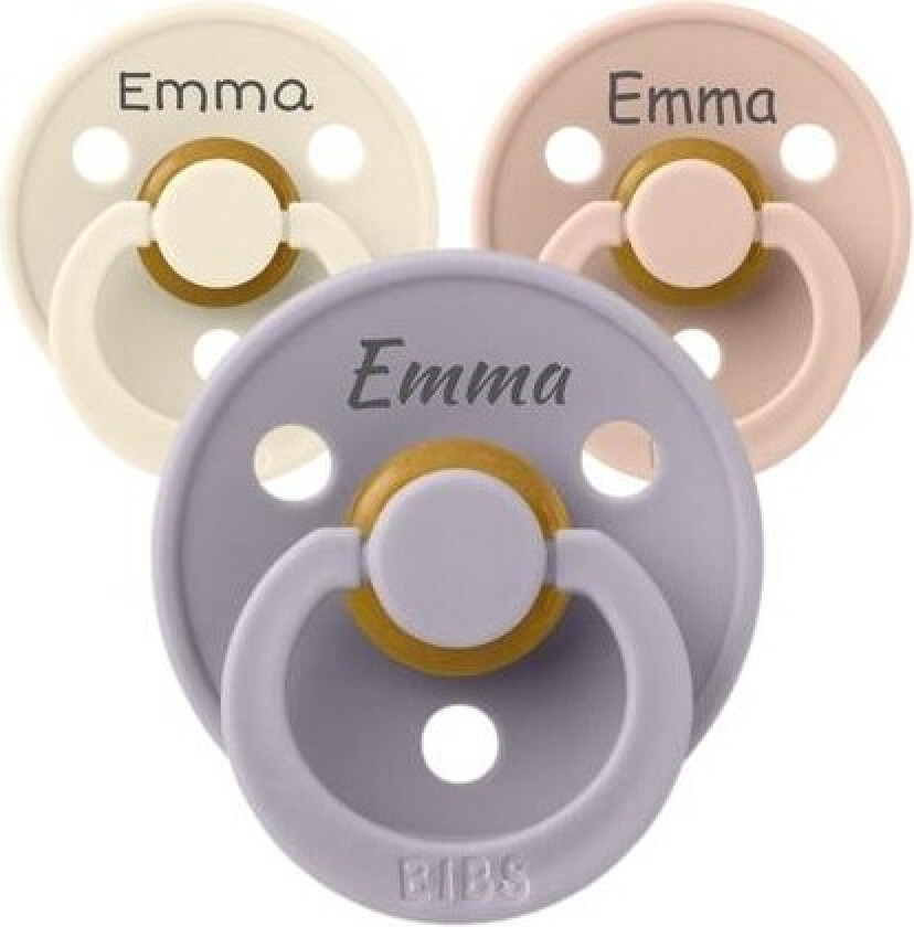 Bibs Colour, Str. 1 (0-6 Mdr.), Symmetrisk - Lateks, Smokk Med Navn