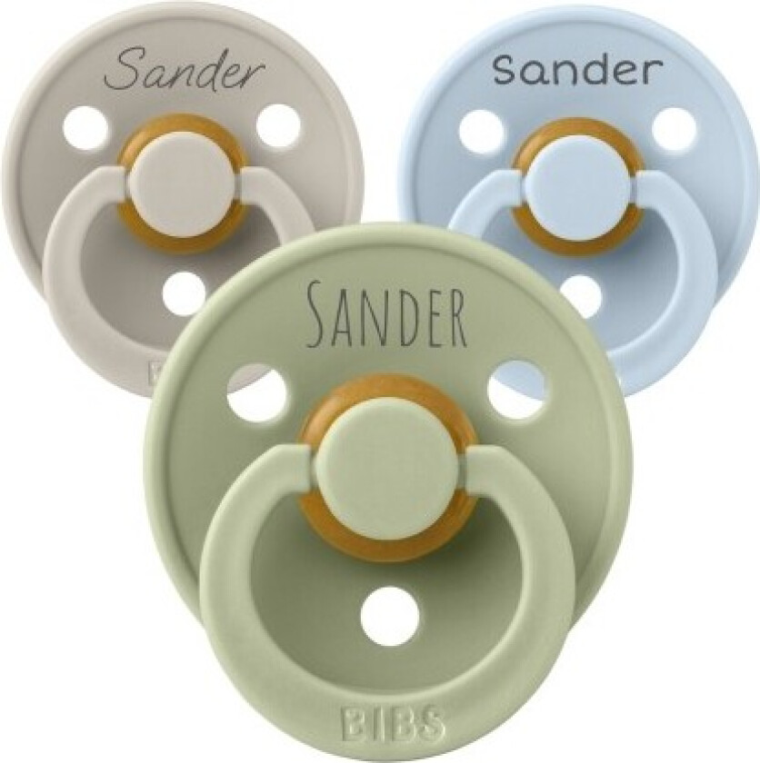 Bibs Colour, Str. 1 (0-6 Mdr.), Symmetrisk - Lateks, Smokk Med Navn