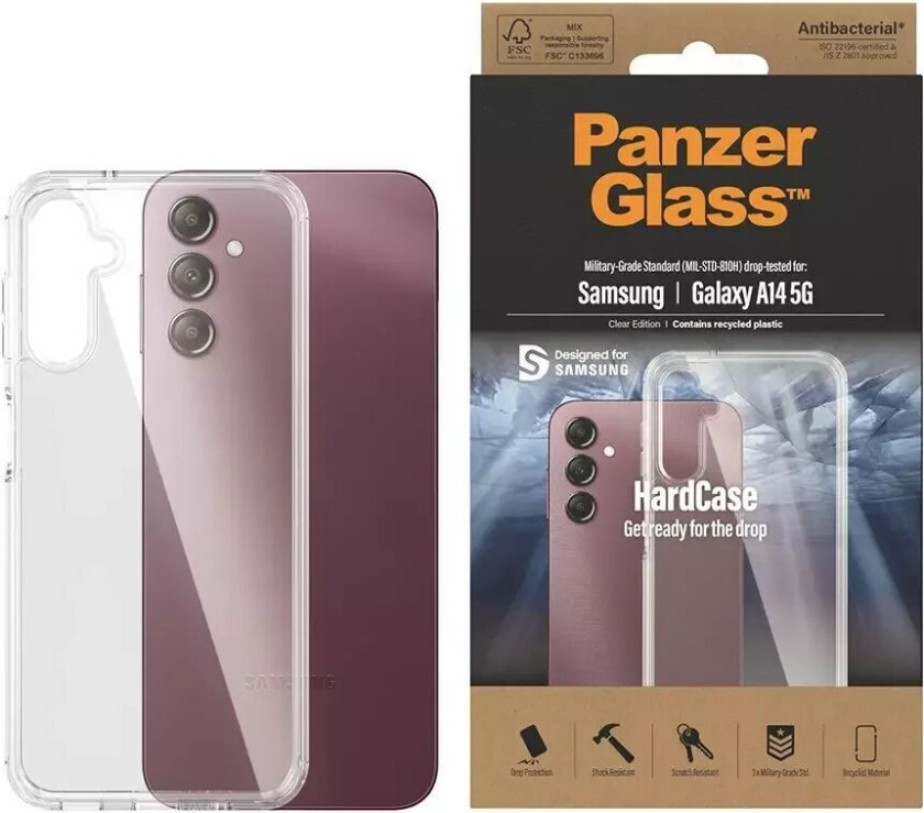 Samsung Galaxy A14 (5G) Deksel  HardCase AntiBacterial - Gjennomsiktig