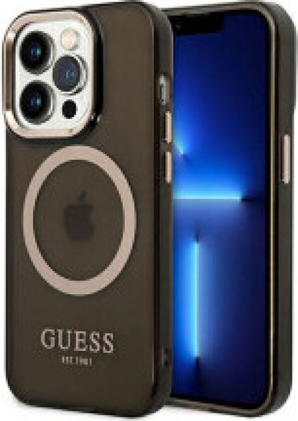 Guess GUHMP14LHTCMK iPhone 14 Pro 6.1" black/black hard case Gold Outline Translucent MagSafe