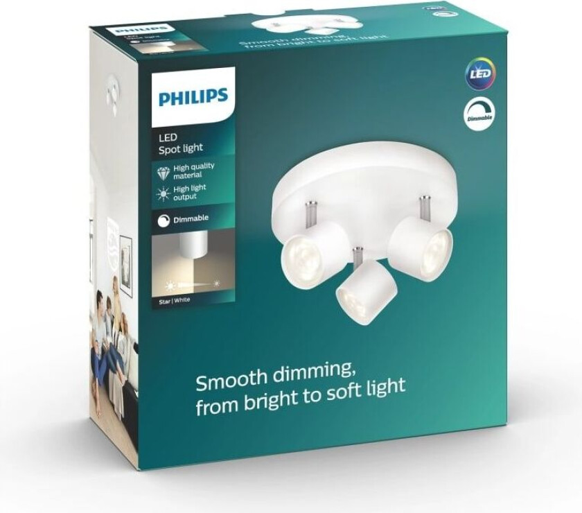 STAR plate/spiral LED white 3x4W SELV