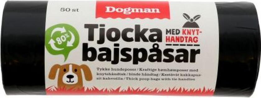 Hundepose med Håndtak Svart 50stk