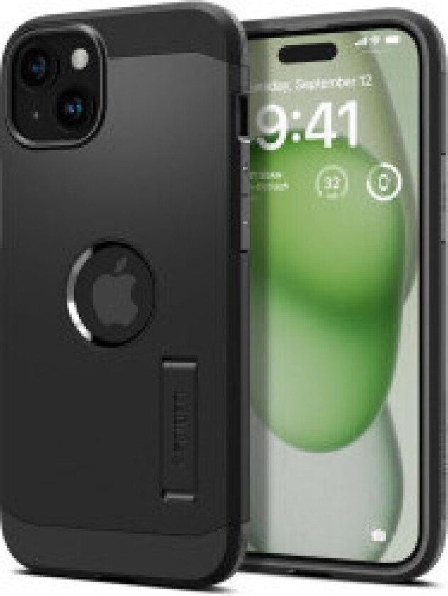 iPhone 15 Tough Armor Deksel med Stativ - MagSafe-Kompatibelt - Svart