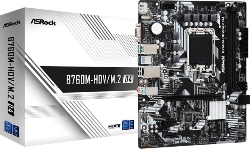 Asrock B760m-hdv/m.2 D4 Mikro Atx Hovedkort