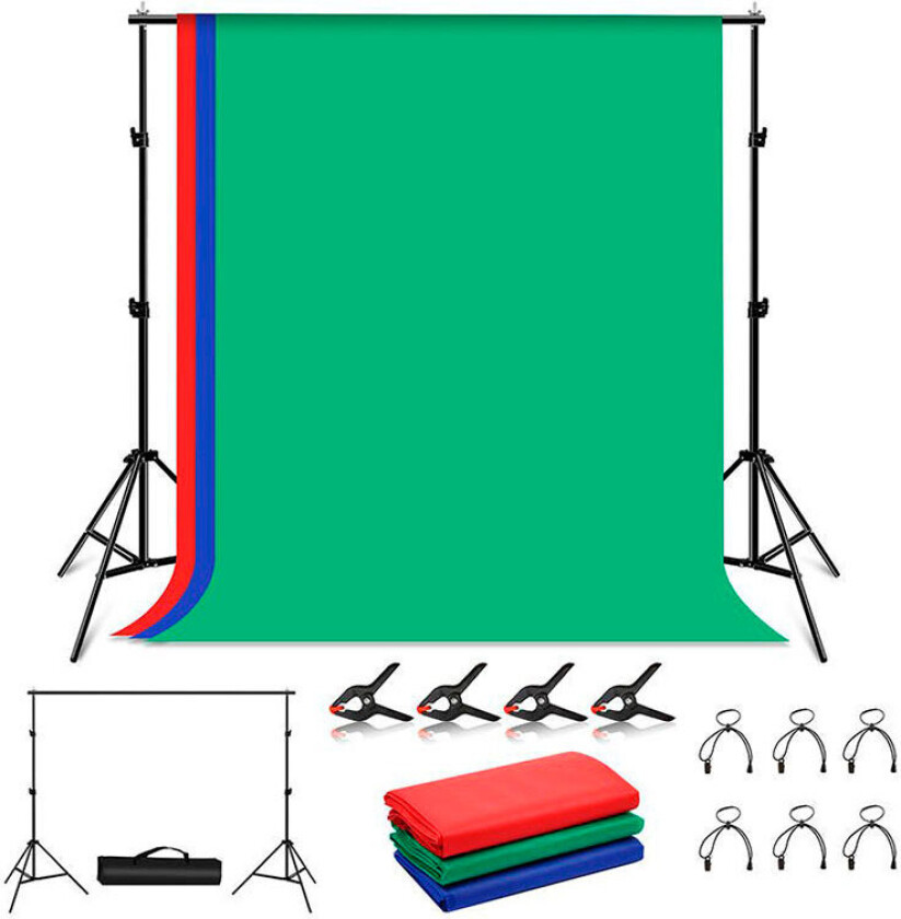 Photo studio background support 2x2m + Backdrops 3 pcs