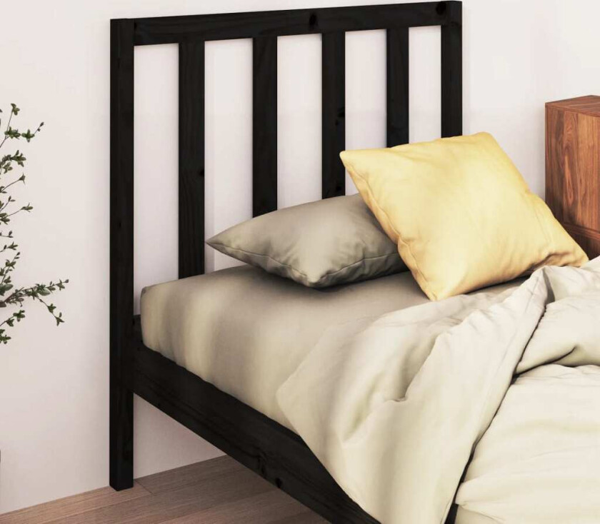 Sengegavl svart 106x4x100 cm heltre furu