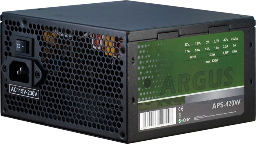 Argus APS-420W Strømforsyning (PSU) - 420 Watt - 120 mm - 80 Plus