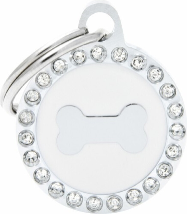 Glam "Bone White Circle Strass" ID Tag