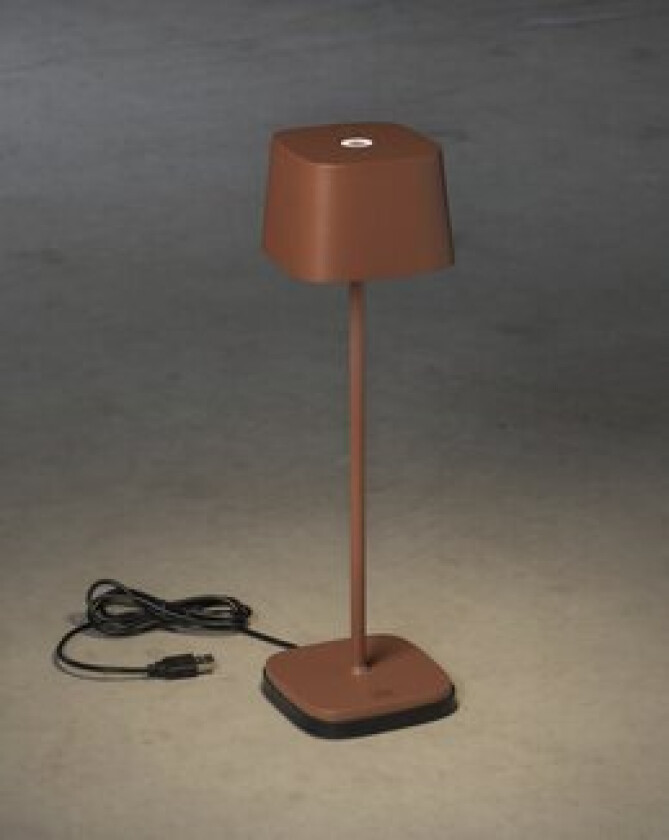 Capri bordlampe usb 2700K/3000K dimbar firkantet terrakotta