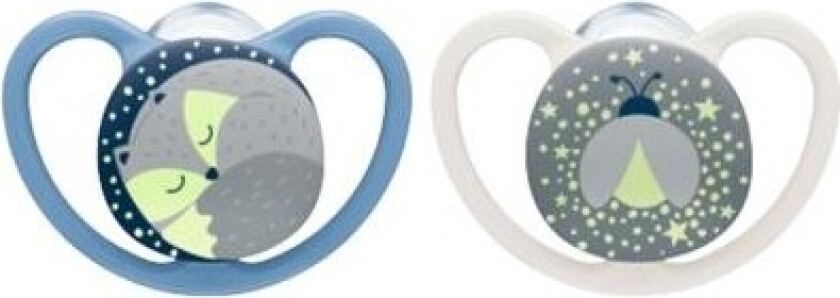 Nuk Space Night, Str. 1 (0-6 Md.), Anatomisk - Silikon, 2-pk