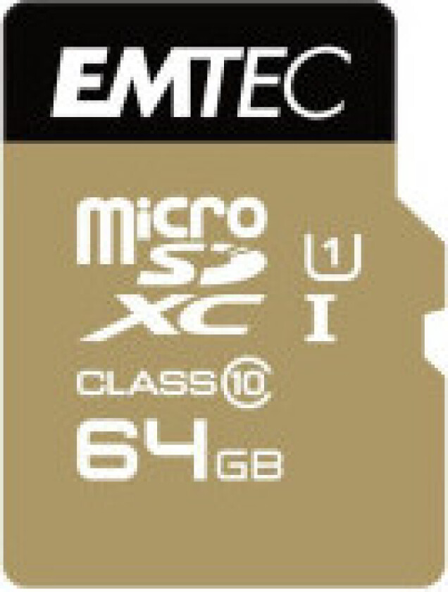 MicroSDXC 64GB EMTEC +Adapter CL10 EliteGold UHS-I 85MB/s Blister
