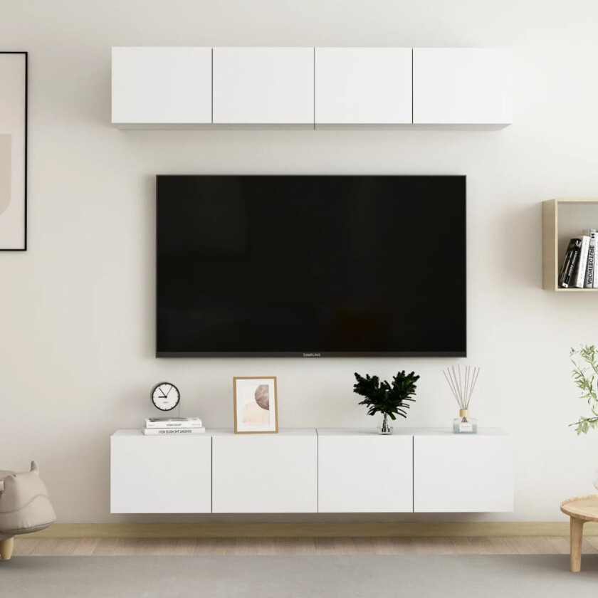 Bilde av TV-benker 4 stk hvit 80x30x30 cm sponplate