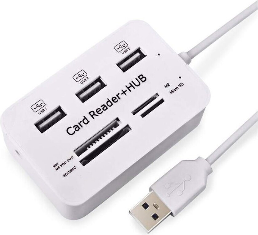 Bilde av USB 2.0 Minnekortleser + USB Hub (High Speed)