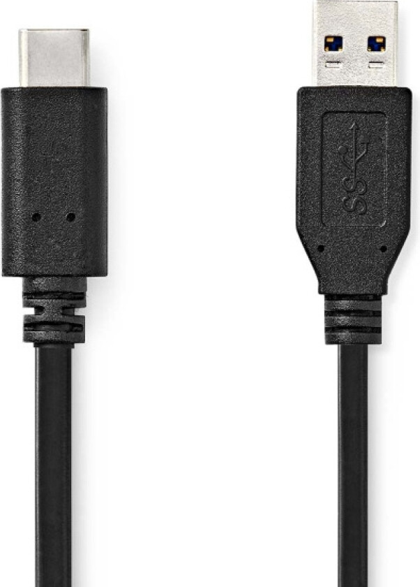 USB-kabel USB 3.2 Gen 2 USB-A Han USB-C™ Hann 60 W 10 Gbps Nikkel belagt 1.00 m Rund PVC Sort Label