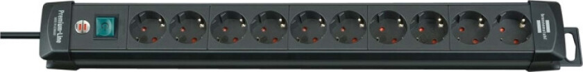 brennenstuhl Premium-Line - Flerkoplingslist - utgangskontakter: 10 - 3 m kabel - svart