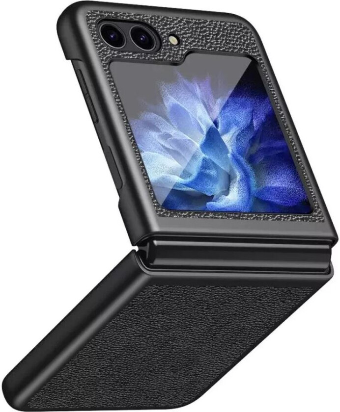 Samsung Galaxy Z Flip5 5G Litchi Kunstskinn Deksel - Svart