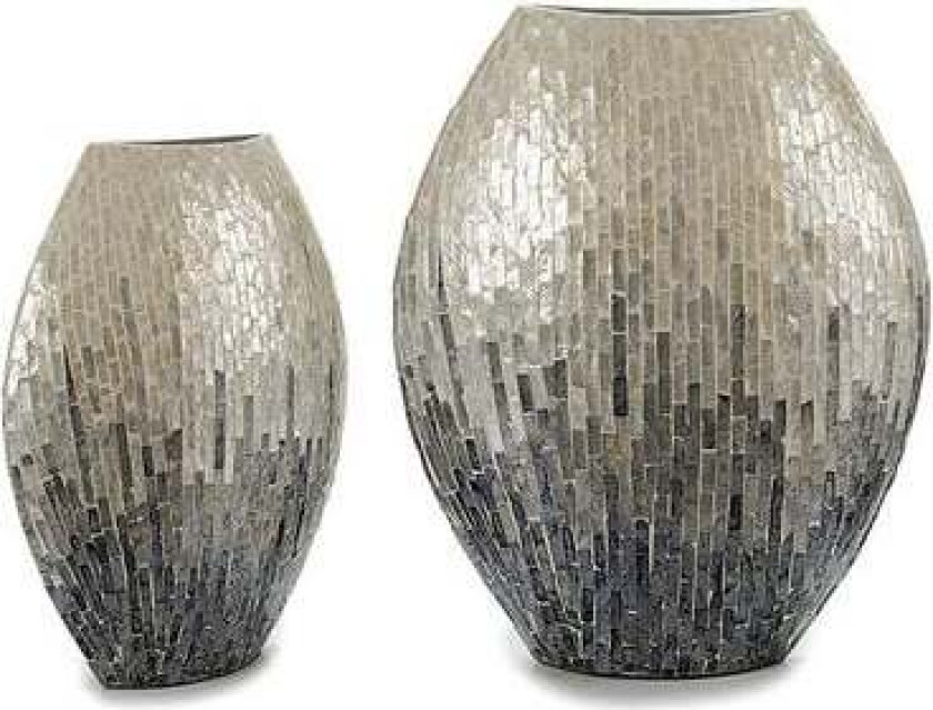 Vase Wood Grey Mother of Pearl DM (18 x 44,5 x 40 cm)