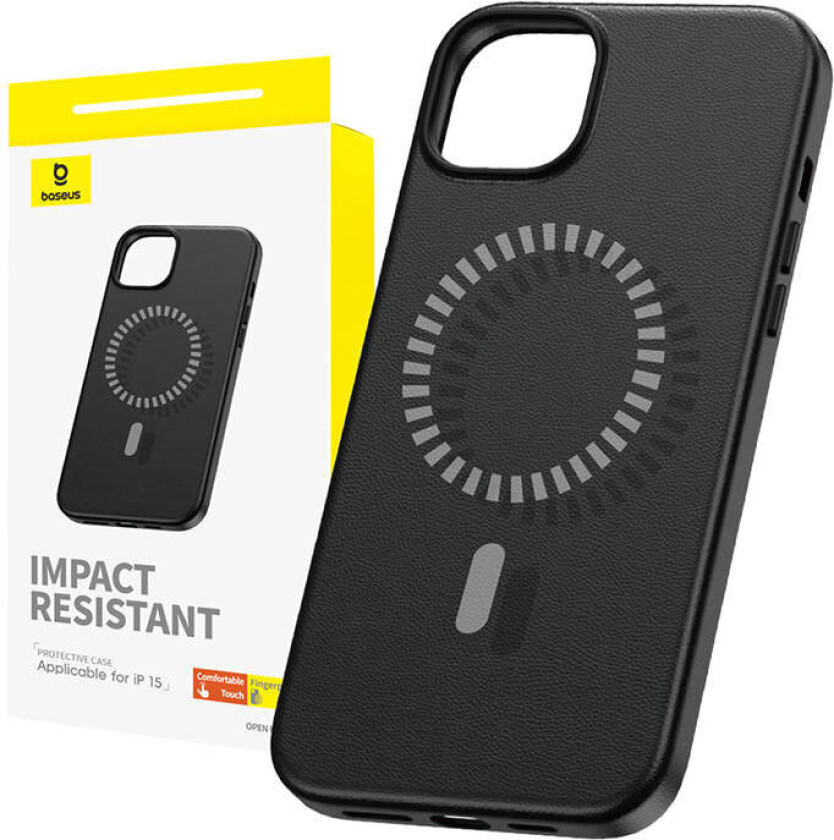 Magnetic Phone Case for iPhone 15 Fauxther Series (Black)