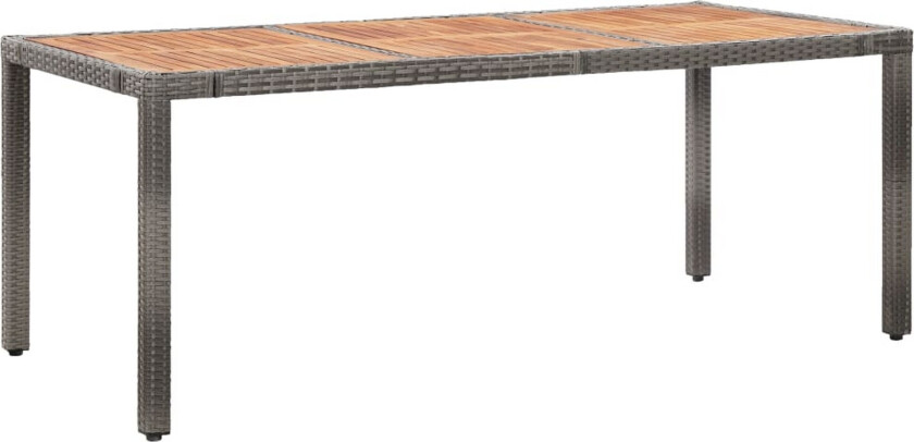 Hagebord 190x90x75 cm polyrotting og akasie grå