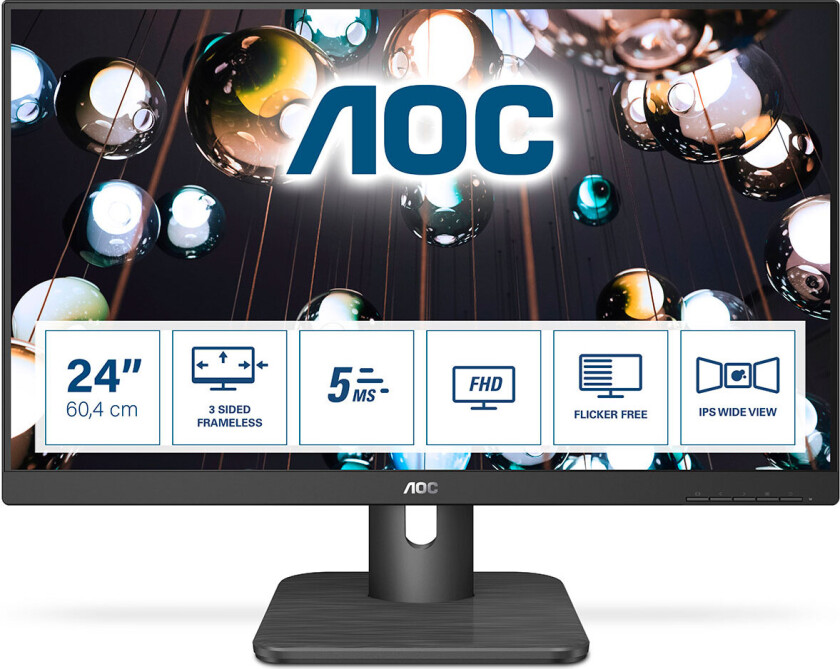 24" AOC 24E1Q FHD Speakers - 5 ms - Skjerm