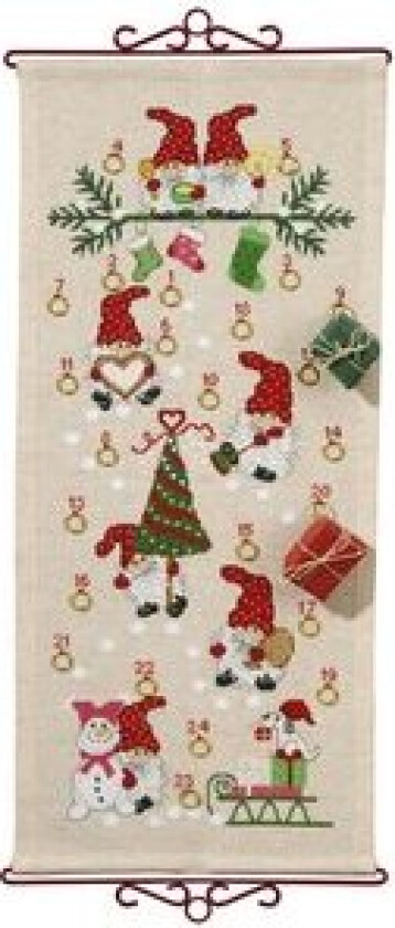 Bilde av Broderisett Aida Julekalender Julemoro 32x71cm