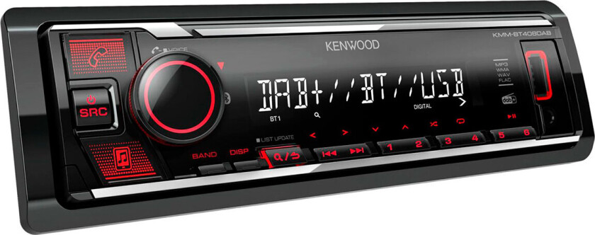 Electronics KMM-BT408DAB, Sort, 1 DIN, 88 W, 4.0 kanaler, 50 W, 20 - 20000 Hz