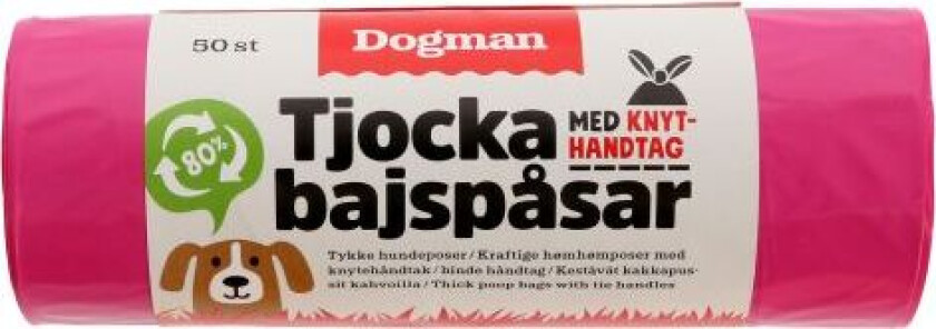 Hundepose med Håndtak Rosa 50stk