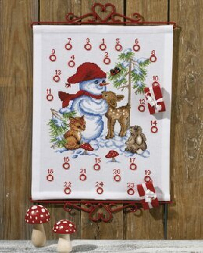 Bilde av Broderisett Aida Julekalender Snømann 32x41cm