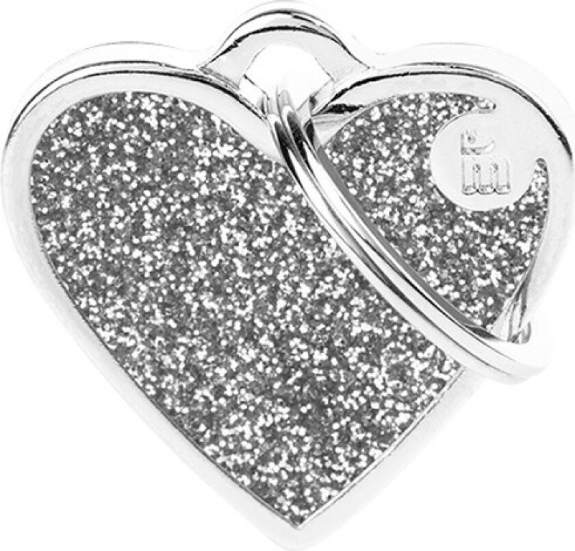 Myfamily Shine Hjerte Glitter ID Tag - 37x36 mm - Sølv