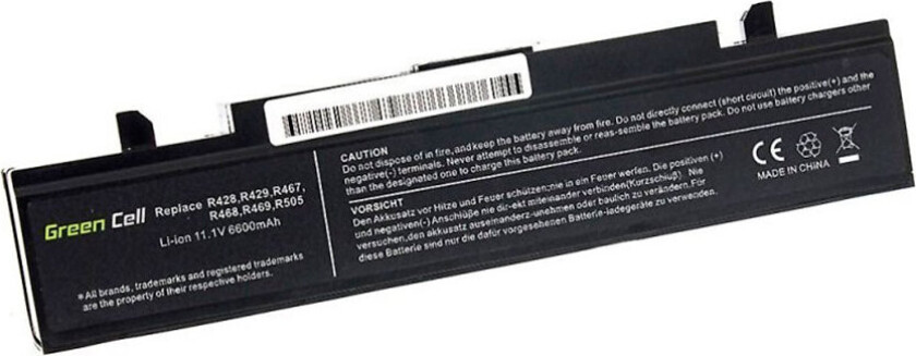 Green Cell - Batteri til bærbar PC (tilsvarer: Samsung AA-PB9NC6B, Samsung AA-PB9NS6B) - litiumion - 9-cellers - 6600 mAh - svart - for Samsung P530-Pro P580-Pro R525 R530 R580 R730 R780 SE31