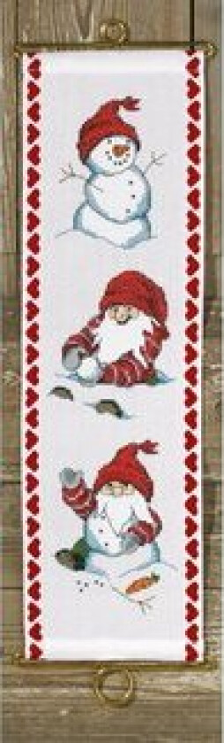 Broderikit Julekalender Leg i sneen 12x39cm