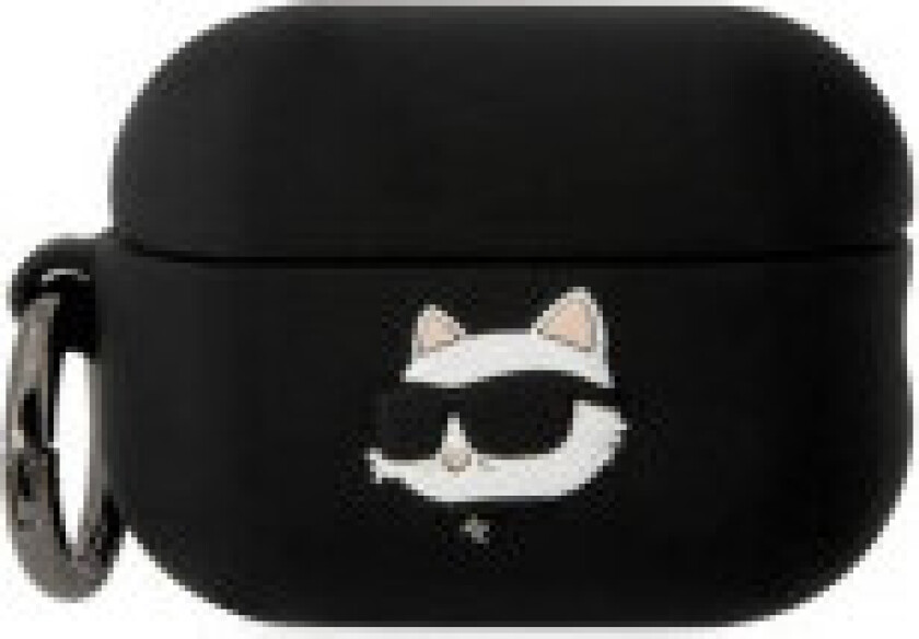 Karl Lagerfeld KLAP2RUNCHK AirPods Pro 2 deksel czarny/svart silikon Choupette Head 3D