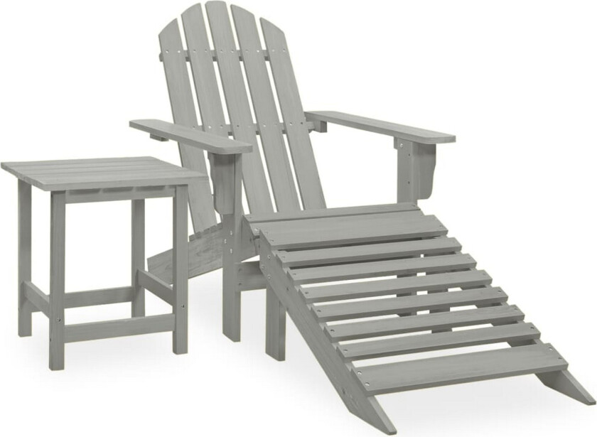 Adirondack hagestol med ottoman og bord heltre gran grå