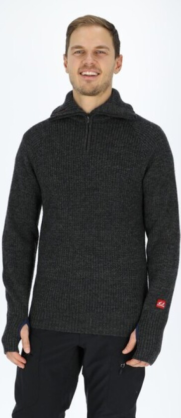 Rav sweater w/zip, ullgenser, unisex Koks Melert