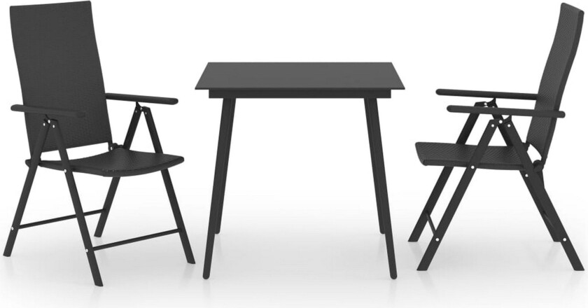 Utendørs spisestue 3 deler svart