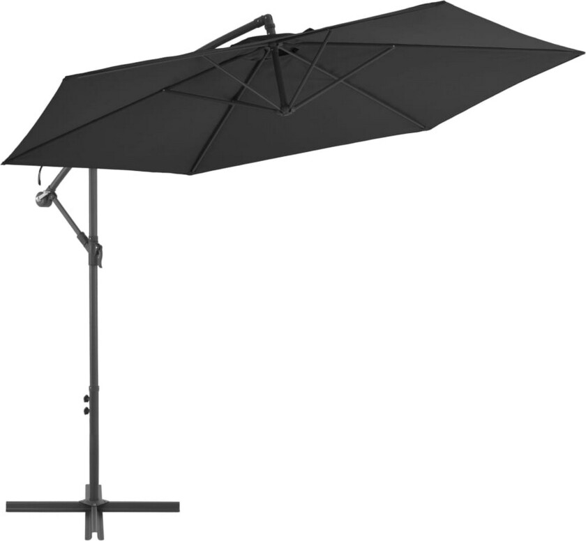 Hengeparasoll med aluminiumsstang 300 cm svart