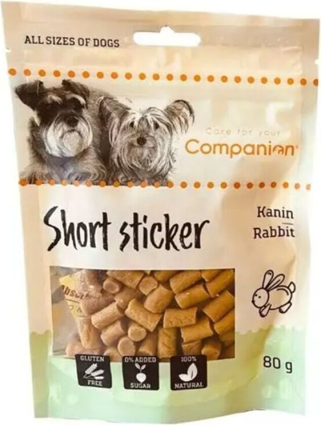Short Rabbit Sticker Godbiter til hund 80 g