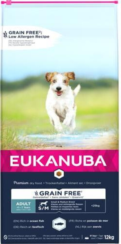 Eukanuba Dog Grain Free Adult Small & Medium Breed Ocean Fish (12 kg)