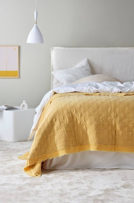sengeteppe - dobbeltseng 260x260 cm Gul
