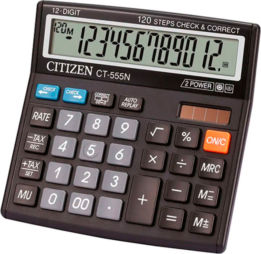 Citizen CT-555N KONTORREGNEMASKINE, 12-CIFRET, 130X129MM, SORT