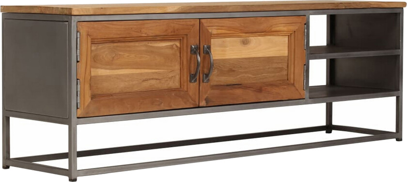 TV-benk resirkulert teak og stål 120x30x40 cm