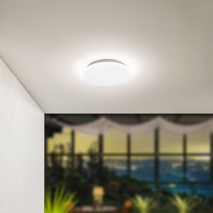 LED taklampe Kirkola, 4000 K, Ø 34 cm, hvit