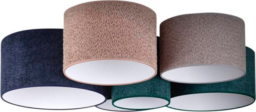 Taklampe Boucle 6 lysk. blå/grønn/cappuccino/grå